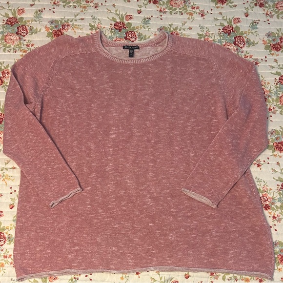 Eileen Fisher Organic Cotton Linen Slub Top Pink Woman’s Size Large - Picture 1 of 7